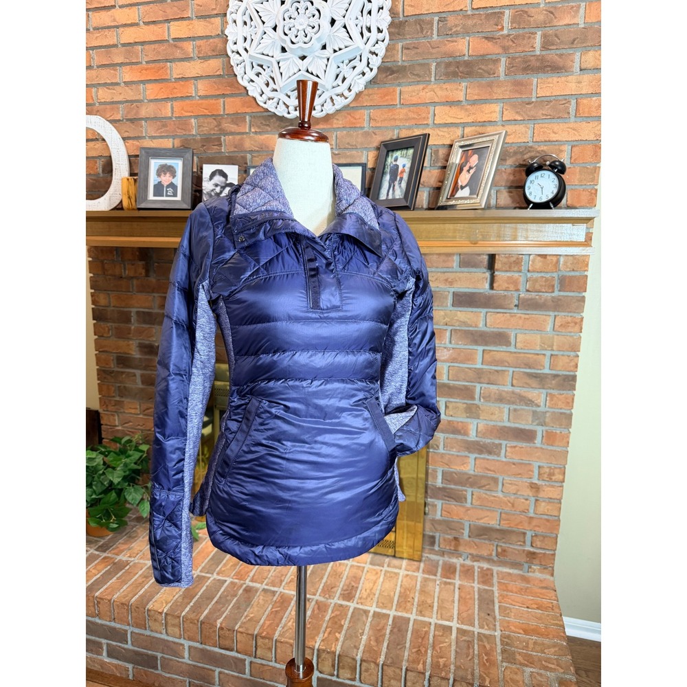 Lululemon Down for a Run Pullover Jacket Women Dark Purple Quilted Puffer 6